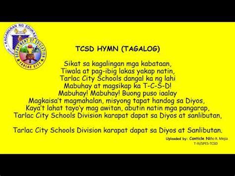 tcsd tarlac city|TCSD HYMN Tagalog .